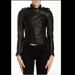MUUBAA ASHA BLACK LEATHER BIKER JACKET US 6 UK 10